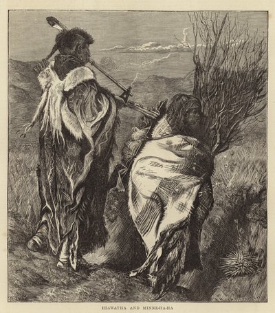 Hiawatha and Minne-Ha-Ha (engraving) av Arthur Boyd (after) Houghton