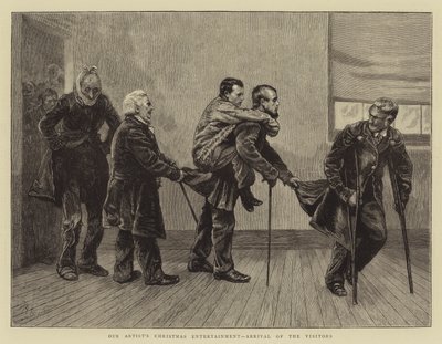 Vår artists juleunderholdning, de besøkendes ankomst av Arthur Boyd Houghton