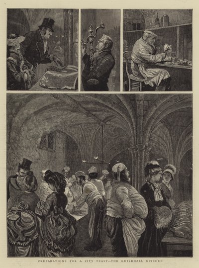 Forberedelser til en byfest, Guildhall Kitchen av Arthur Boyd Houghton