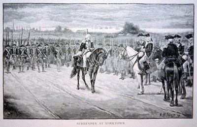 Lord Cornwallis overgir seg til George Washington i Yorktown av Arthur Burdett Frost