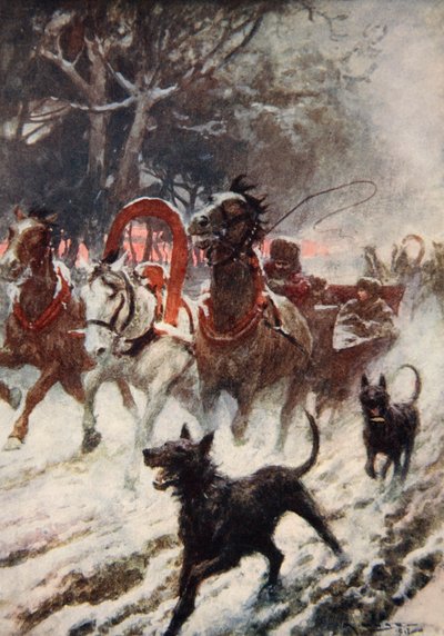 Elisabeth av Böhmen stjeler den ungarske kronen (farge litho) av Arthur C. (after) Michael