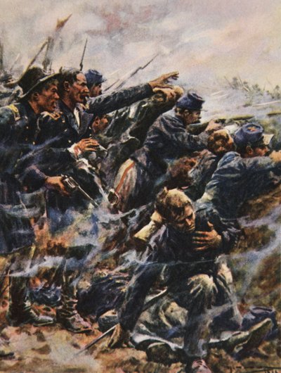 High Tide at Gettysburg, illustrasjon fra 'This Country of Ours, The Story of the United States' av HE Marshall av Arthur C. (after) Michael