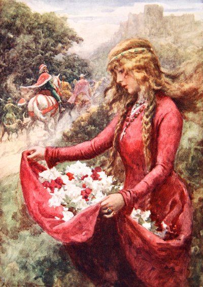 Rosene til St. Elisabeth (farge litho) av Arthur C. (after) Michael
