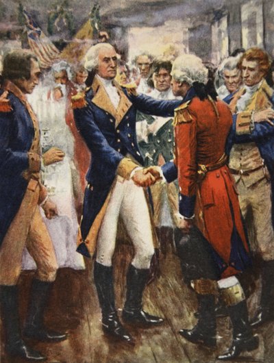 Washington tar avskjed med offiserene sine, illustrasjon fra 