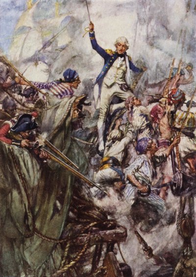 Nelson går ombord på San Josef i slaget ved Cape St Vincent av Arthur David McCormick