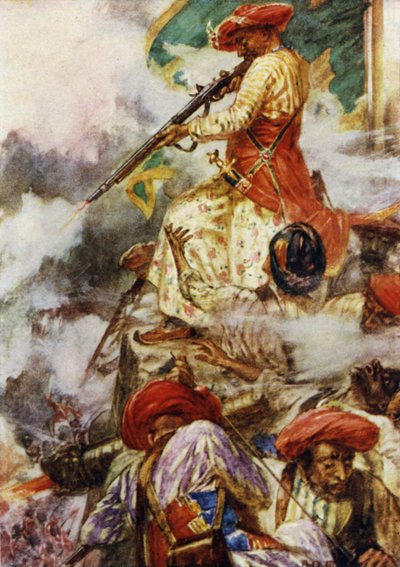 Tipu selv sto og skjøt kjølig mot sine fremrykkende fiender av Arthur David McCormick