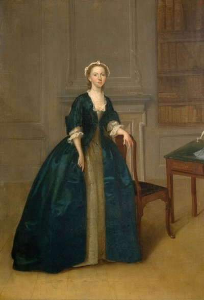 Portrett av en kvinne i mørkeblått, 1785. av Arthur Devis