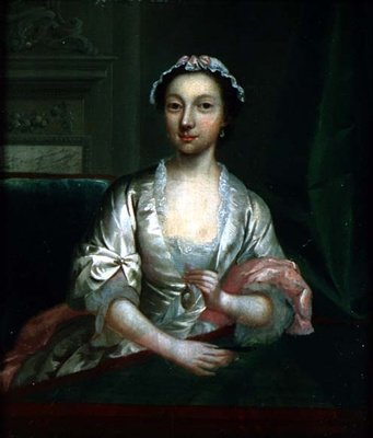 Portrett av Elizabeth Faulkner, kunstnerens kone, ca. 1742 (panel) av Arthur Devis