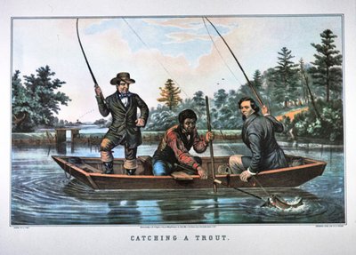 Catching a Trout, utgitt av N. Currier av Arthur Fitzwilliam (after) Tait