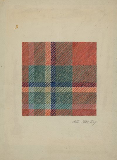 Rutet ullteppe, ca. 1938. av Arthur G. Merkley