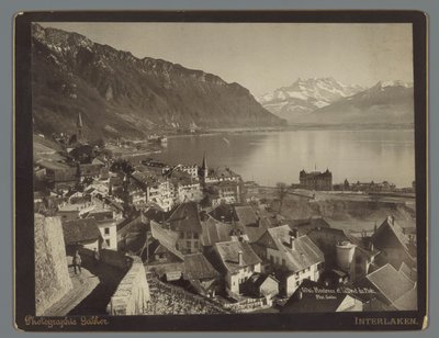 Utsikt over Montreux ved Genfersjøen, Dents du Midi i det fjerne Montreux et la Dent du Midi (tittel på objekt) av Arthur Gabler