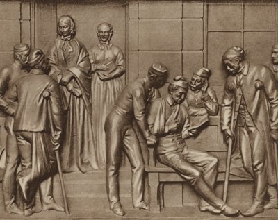 Florence Nightingale besøker pasienter, avlastning ved Woolwich sykehus, London (s/hvitt bilde) av Arthur George Walker