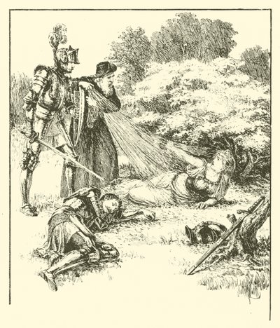 Sir Guyon, The Bower of Bliss (gravering) av Arthur George Walker