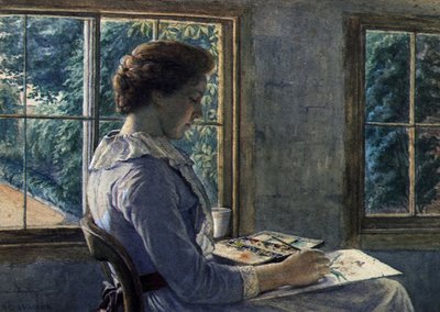 Kvinnemaleri (akvarell på papir) av Arthur George Walker