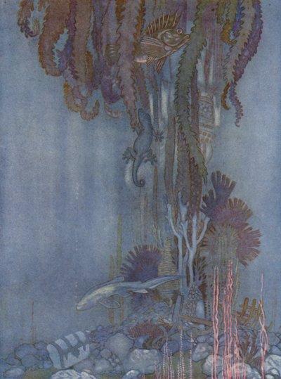 Tenkte på hvilken smerte det var å drukne (farge litho) av Arthur George Watts