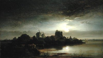 En landsby ved måneskinn av Arthur Gilbert