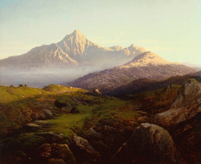 Highland Cattle in a Mountainous Landscape (olje på lerret) av Arthur Gilbert