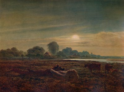Elvescene av måneskinn, med storfe, 1879, 1935 av Arthur Gilbert