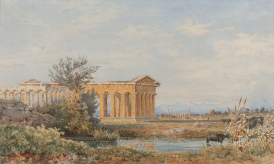 The Temples of Paestum, 1843-44 (wc på papir) av Arthur Glennie