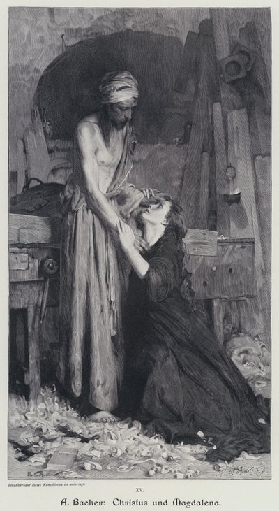 Kristus og Magdalena (gravering) av Arthur Hacker