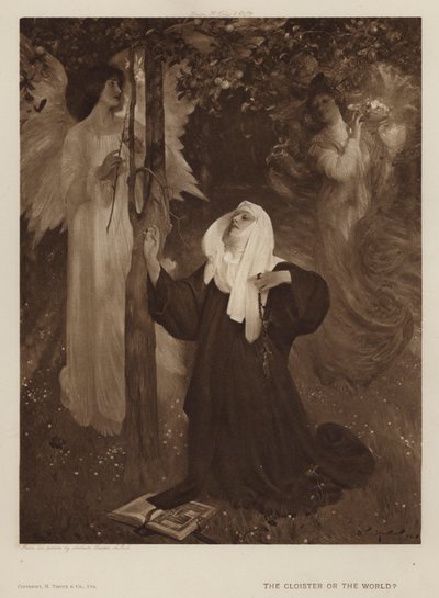 Klosteret eller verden? (litho) av Arthur Hacker