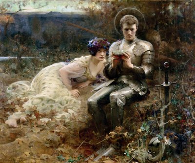 Fristelsen til Sir Percival av Arthur Hacker