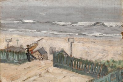 Badehytter med fisker og hund, ca.1900 av Arthur Haythorne Studd
