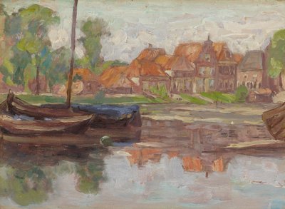 Båtscene, muligens i Holland av Arthur Haythorne Studd