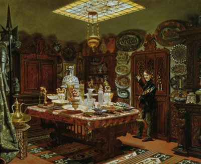 Interiør av Monsieur Sauvageots samlingsrom, 1856 av Arthur Henri Roberts