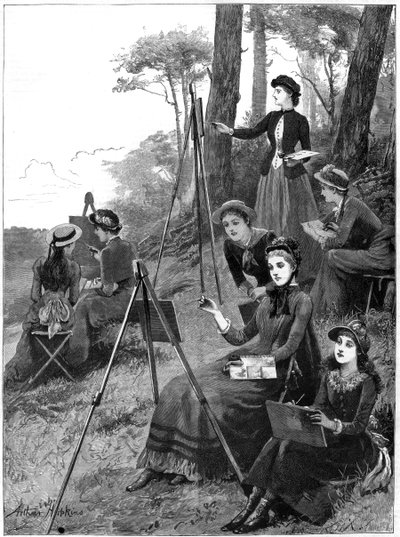 En skisseklubb for kvinner, 1885. av Arthur Hopkins