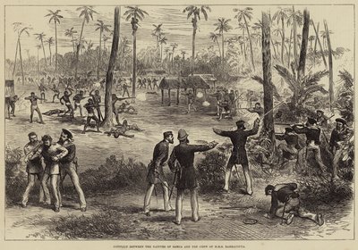 Konflikt mellom de innfødte i Samoa og mannskapet på HMS Barracouta av Arthur Hopkins