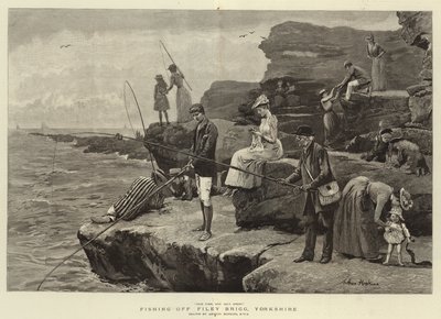 Fiske utenfor Filey Brigg, Yorkshire av Arthur Hopkins