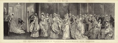 Hennes Majestets salong i Buckingham Palace, venter på å bli presentert av Arthur Hopkins