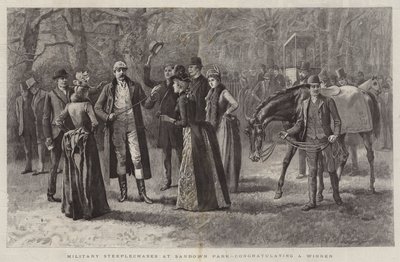 Militære hinderløp i Sandown Park, gratulerer en vinner av Arthur Hopkins
