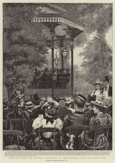 Open-Air Music i London, lytter til Military Band i Hyde Park av Arthur Hopkins