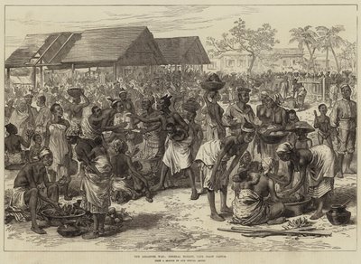 Ashantee-krigen, General Market, Cape Coast Castle av Arthur Hopkins