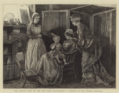 Dronningens besøk til East End, Recovering, en skisse ved London Hospital av Arthur Hopkins