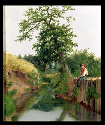En gutt som fisker av Arthur Hughes