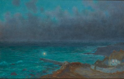 A Safe Haven, Cornwall (olje om bord) av Arthur Hughes