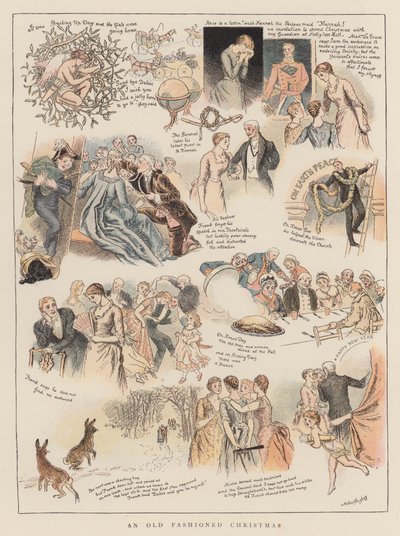 En gammeldags jul (chromolitho) av Arthur Hughes