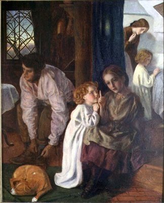 Sengetid, ca. 1862 (olje på lerret lagt på panel) av Arthur Hughes