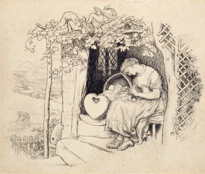 Ved vuggen, 1873 av Arthur Hughes