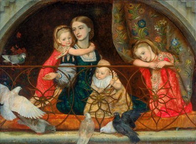 Fru Leathart og hennes tre barn, ca. 1863-65 av Arthur Hughes
