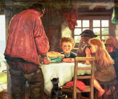 Saying Grace eller The Skipper and his Crew av Arthur Hughes