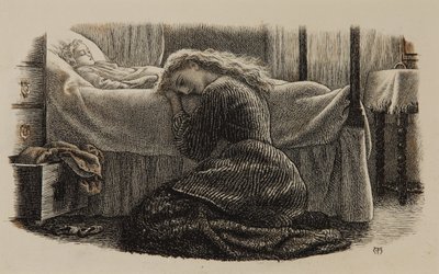 Det yngste barnets død, ca. 1865 (blekk på papir) av Arthur Hughes