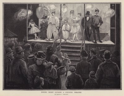 Boksekveld utenfor et countryteater (litho) av Arthur L. Hewlett