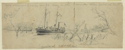 Våre Steamers passerer sunkne trær i Pomonkey River av Arthur Lumley