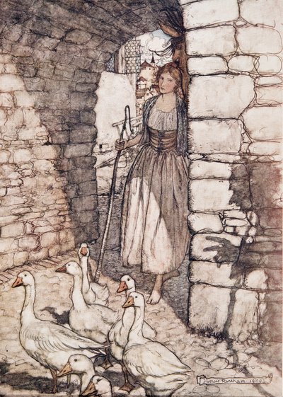Akk! Kjære Falada, der henger du .. , fra The Fairy Tales of the Brothers Grimm, pub. 1909 av Arthur Rackham