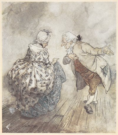 Et gammelt par i formelle klær skal danse av Arthur Rackham