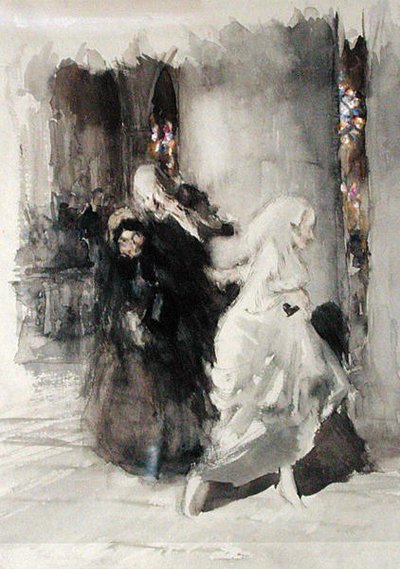 I bryllupet (akvarell på papir) av Arthur Rackham